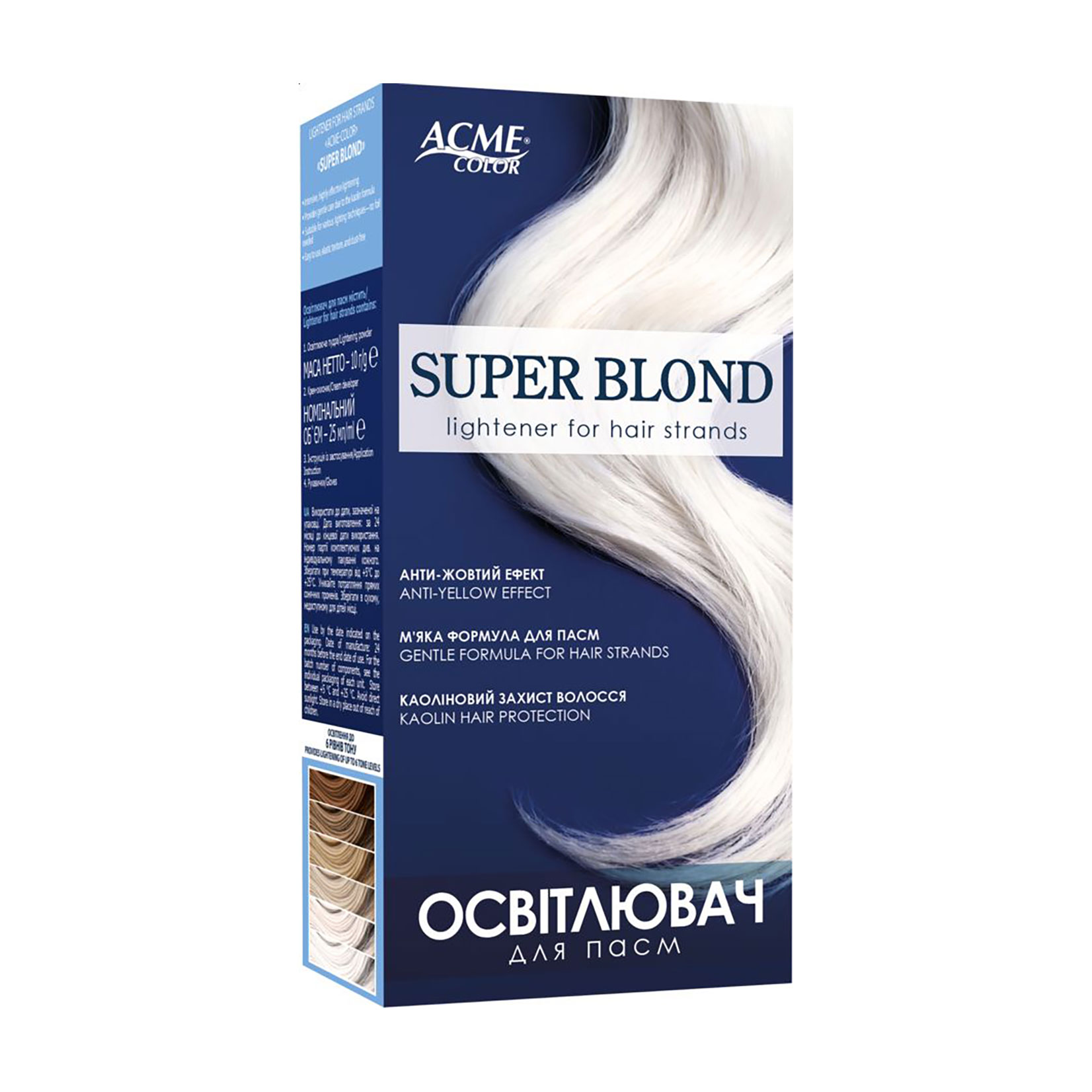 Освітлювач для пасм Acme Color Super Blond Lightener For Hair Strands (пудра, 10 г + крем-окисник, 25 мл)
